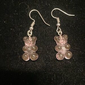 Dangle Gummy Bear Earrings-Pink